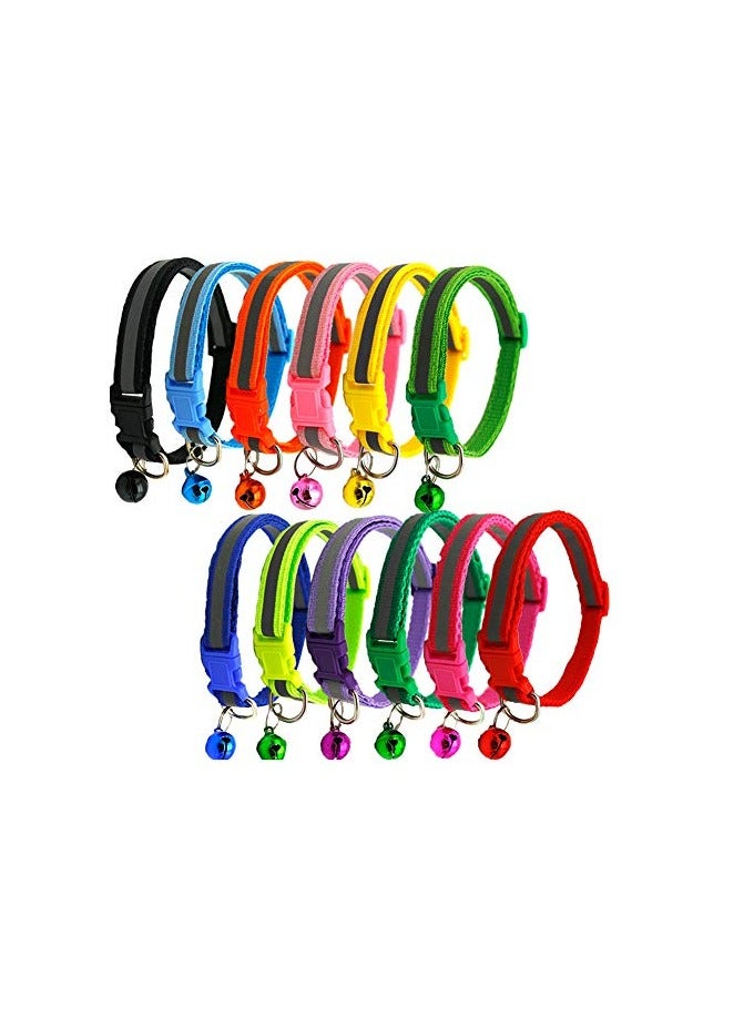 12 Collars With Bell For Dogs And Cats (Multi Color) - Image 1