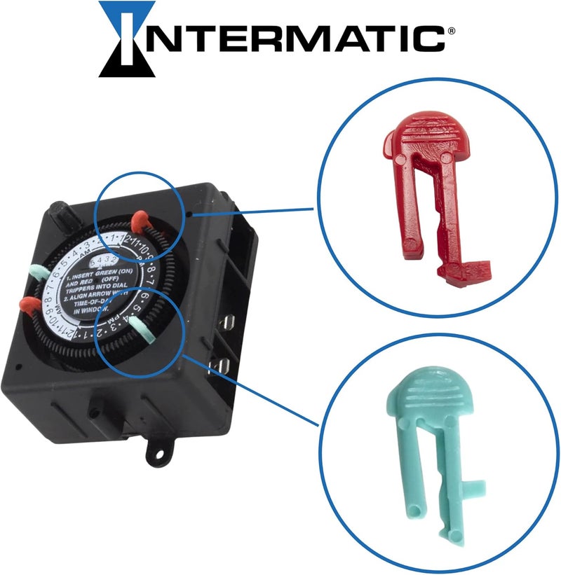 Intermatic Cycle Timer Clock ON/OFF Plastic Switch Trippers - P1000 PB PF1100 Series, 2 Red, 2 Green - Image 3