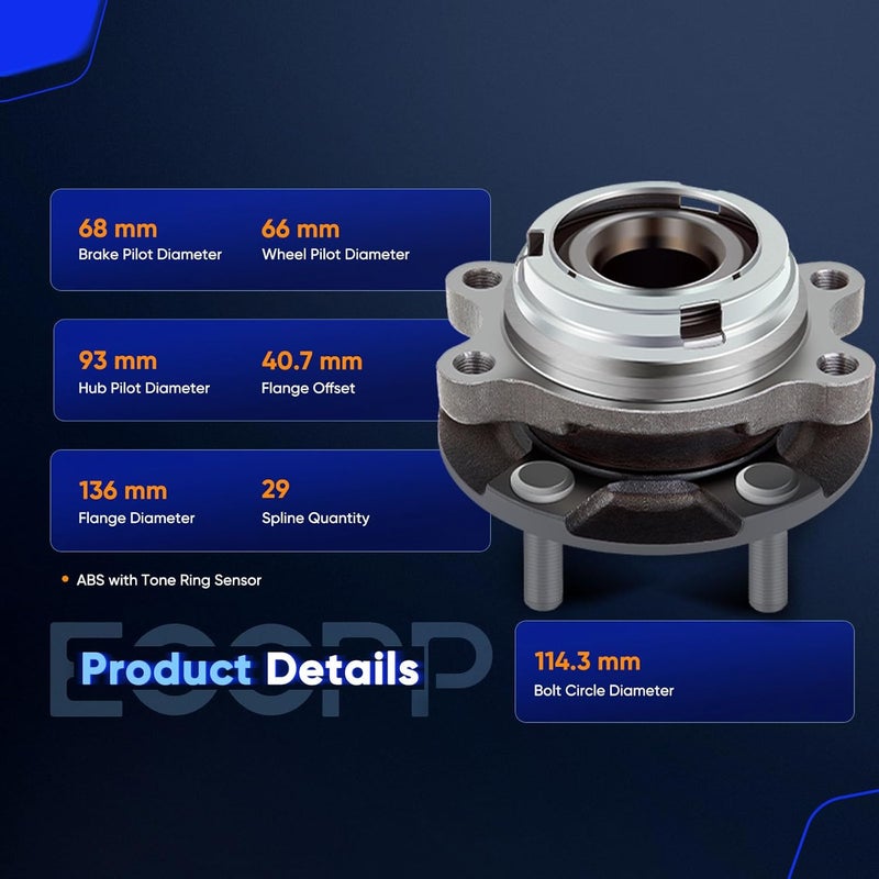 ECCPP Front Wheel Hub Bearing Assembly for Nissan Altima 2007-2013 - Left Right Pair - Image 4