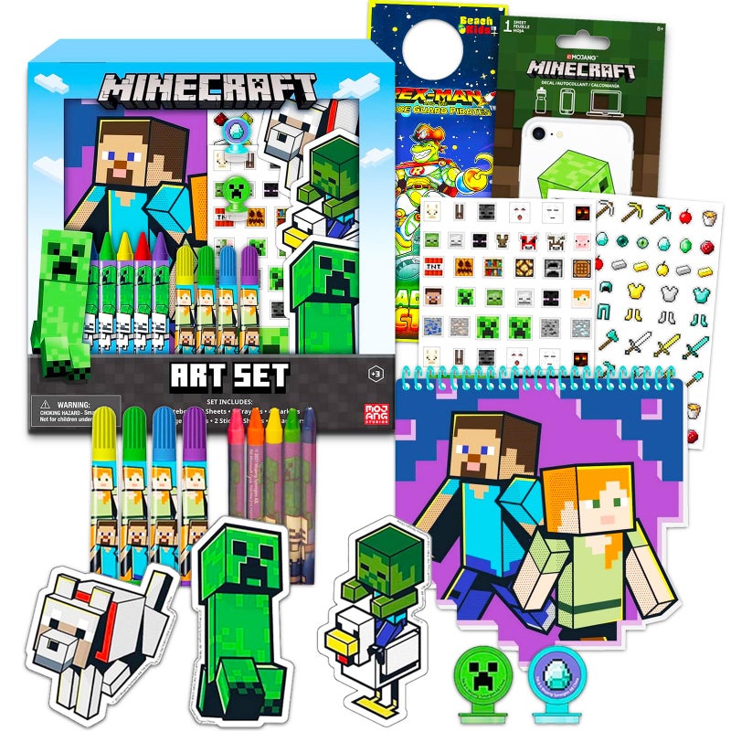Minecraft Sketchbook Set for Kids Toddlers 3 Pc Bundle with Minecraft Decals and More Drawing Pad Activity Kit - Image 2