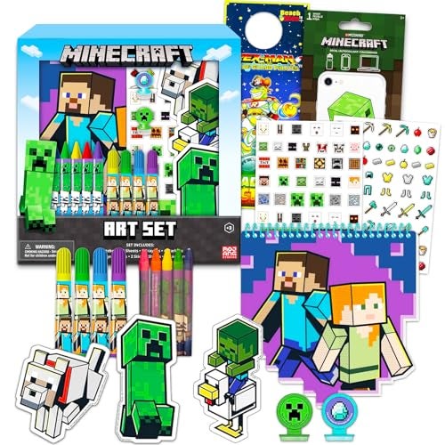 Minecraft Sketchbook Set for Kids Toddlers 3 Pc Bundle with Minecraft Decals and More Drawing Pad Activity Kit - Image 1