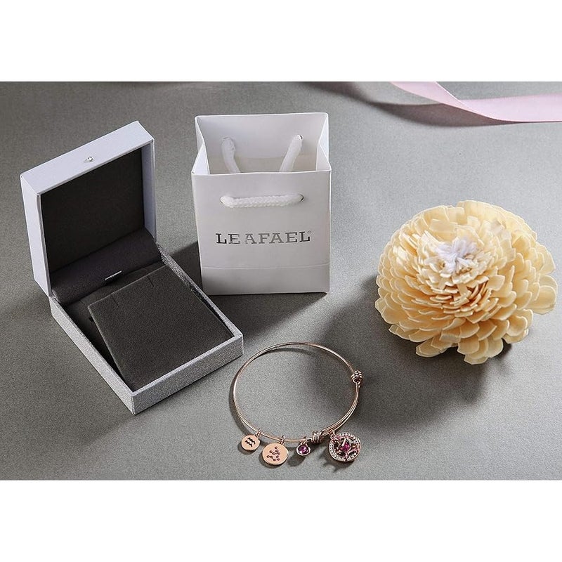 Leafael Superstar Zodiac Expandable Bangle Bracelet Made with Premium Crystals Horoscope Constellation October November Birthstone Topaz Brown Jewelry, Rose Gold Plated, 7 - Image 3