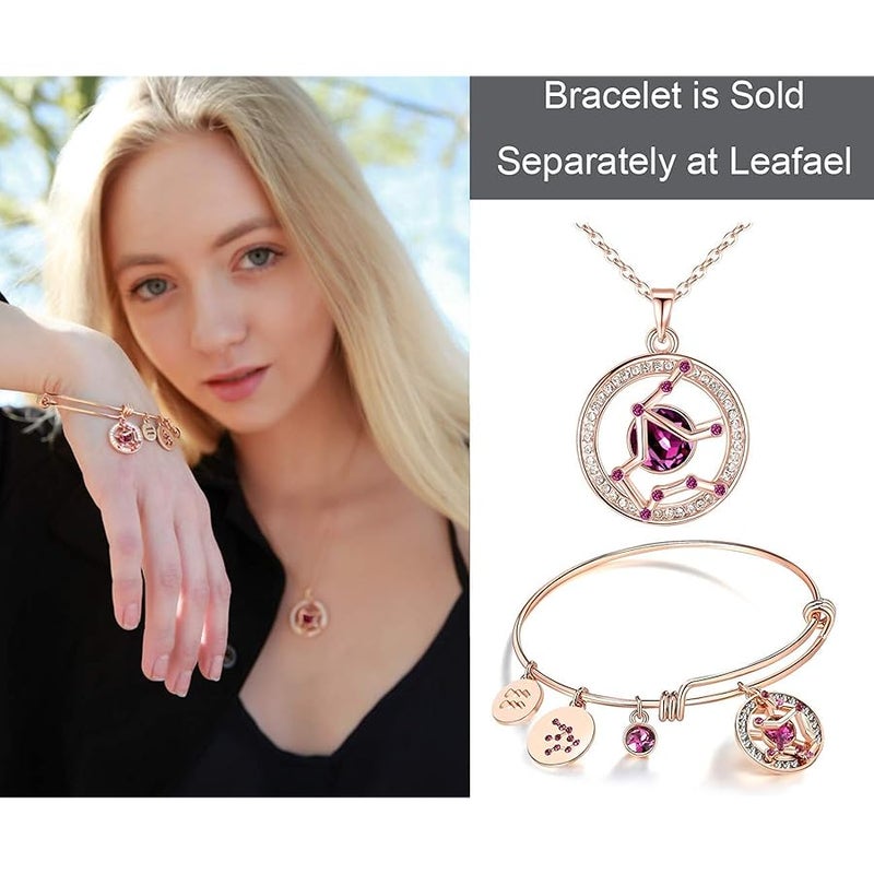 Leafael Superstar Zodiac Expandable Bangle Bracelet Made with Premium Crystals Horoscope Constellation October November Birthstone Topaz Brown Jewelry, Rose Gold Plated, 7 - Image 5
