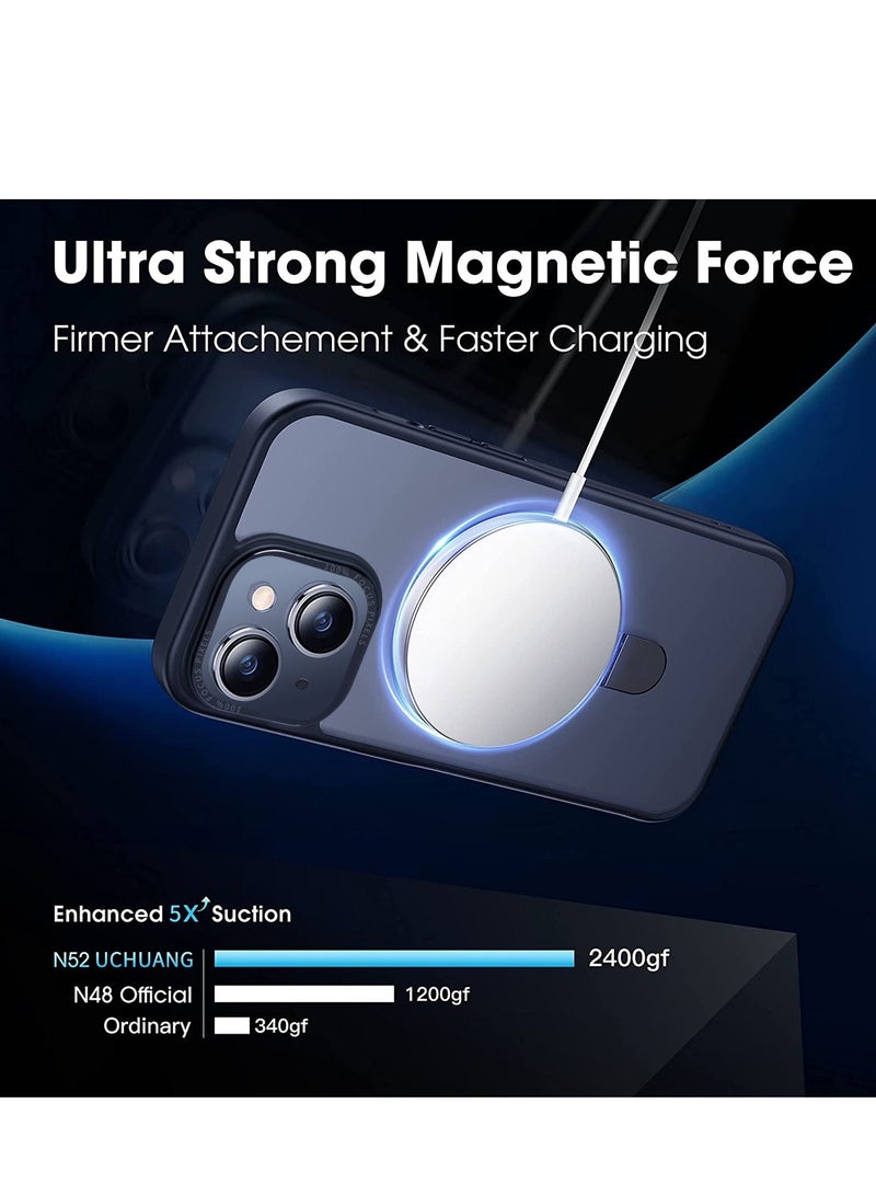 INFOSUN iPhone 14 Case with Magnetic Invisible Stand Cover Shockproof and Anti-Yellow Slim Thin Translucent Matte Protective Magsafe Case for Apple iPhone 14 6.1 inch - Black - Image 2