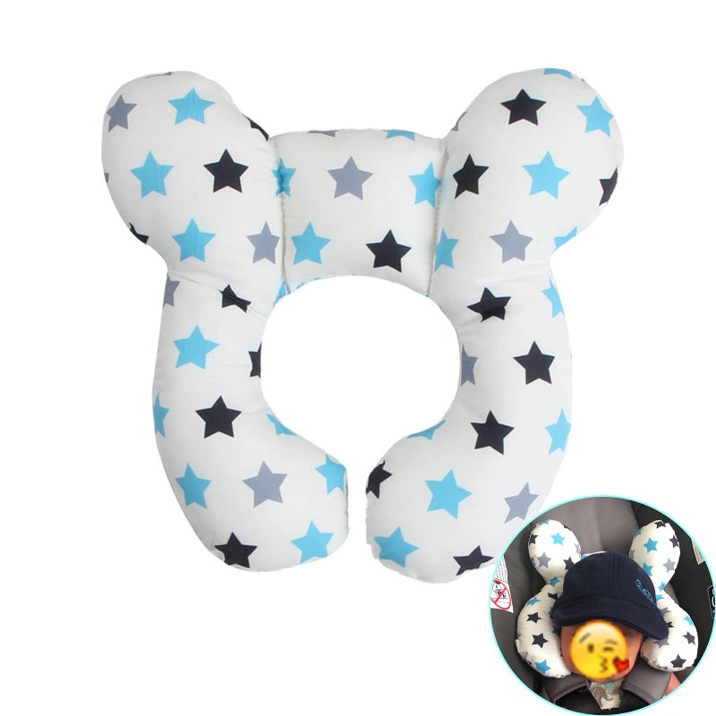 Baby Travel Pillow Toddler Head and Neck Support Pillow for Baby PushchairCar SeatTravelWhite