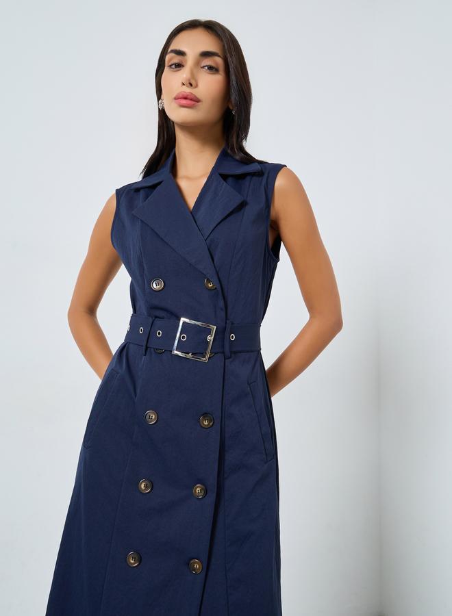 ستايلي فستان ميدي بليزر مع حزام خصر - Image 3