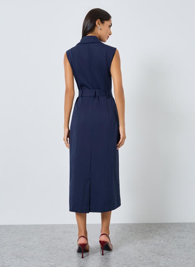 ستايلي فستان ميدي بليزر مع حزام خصر - Image 5