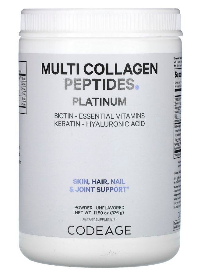 Codeage - Multi Collagen Peptides Powder Platinum Unflavored 11.5 oz (326 g) - Image 1