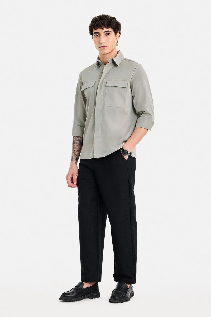 سنيتش Cream Solid Long Sleeve Regular Fit Shirt