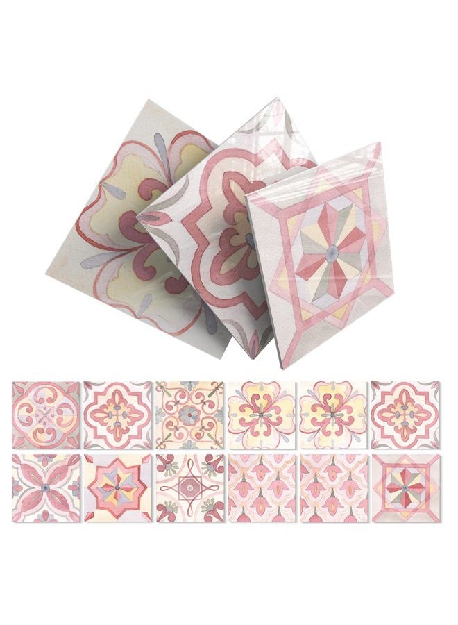 Alwayspon 12 Sheet 6x6inch Pink 3D Foaming Board Vinyl Backsplash Marble Tiles, Self-Adhesive Peel and Stick Wall Tile Stickers Stick on Subway Tiles for Kitchen Bathroom Wall - Image 1