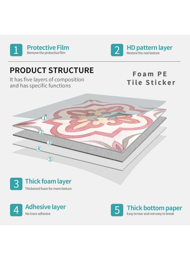 Alwayspon 12 Sheet 6x6inch Pink 3D Foaming Board Vinyl Backsplash Marble Tiles, Self-Adhesive Peel and Stick Wall Tile Stickers Stick on Subway Tiles for Kitchen Bathroom Wall - Image 5