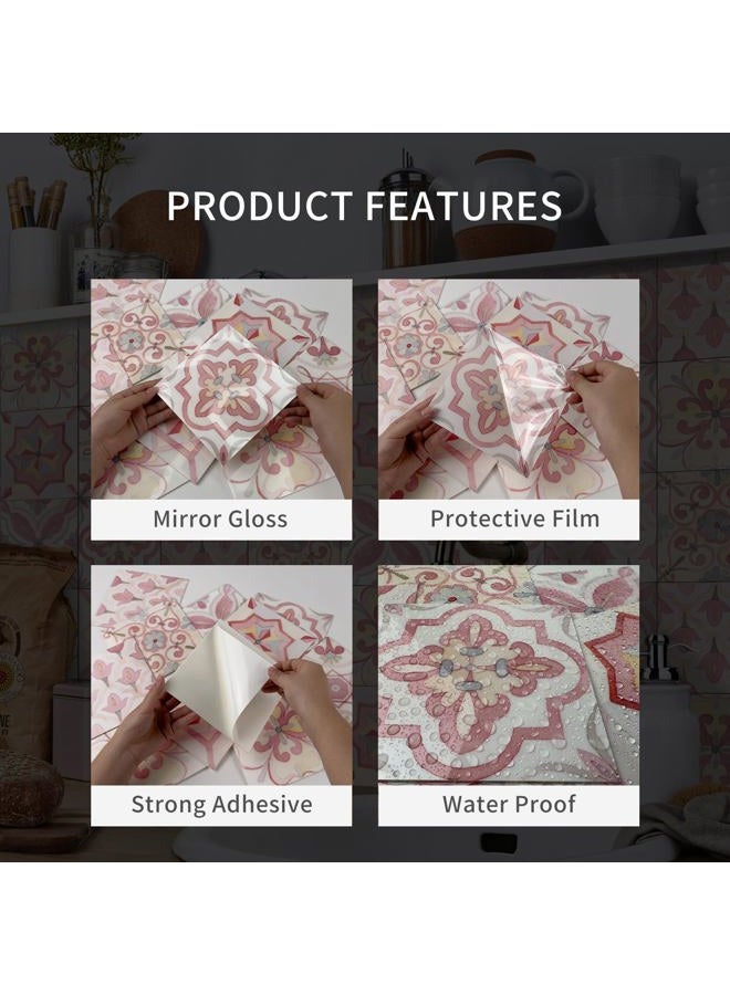 Alwayspon 12 Sheet 6x6inch Pink 3D Foaming Board Vinyl Backsplash Marble Tiles, Self-Adhesive Peel and Stick Wall Tile Stickers Stick on Subway Tiles for Kitchen Bathroom Wall - Image 4