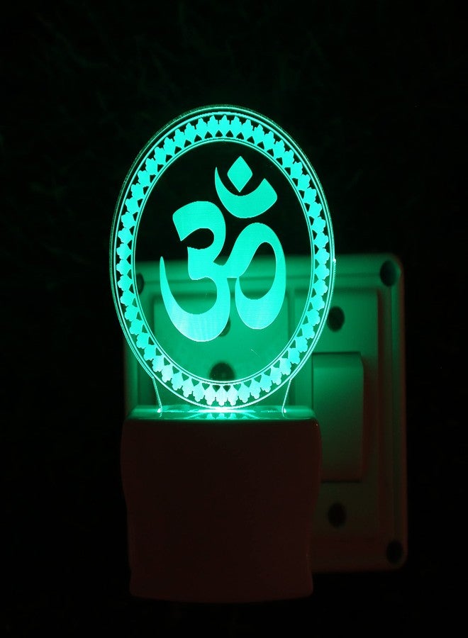 UKANI OM Chakra 3D Optical Illusion Acrylic Night Lamp, 7 Colors RGB Auto Colour Changing LED Plug and Play Night Light, Office Light, Best Gift - Pack of 1 (SD161,Multicolour) - Image 3