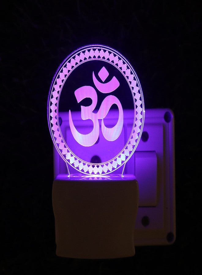 UKANI OM Chakra 3D Optical Illusion Acrylic Night Lamp, 7 Colors RGB Auto Colour Changing LED Plug and Play Night Light, Office Light, Best Gift - Pack of 1 (SD161,Multicolour) - Image 5