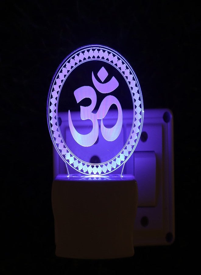 UKANI OM Chakra 3D Optical Illusion Acrylic Night Lamp, 7 Colors RGB Auto Colour Changing LED Plug and Play Night Light, Office Light, Best Gift - Pack of 1 (SD161,Multicolour) - Image 4