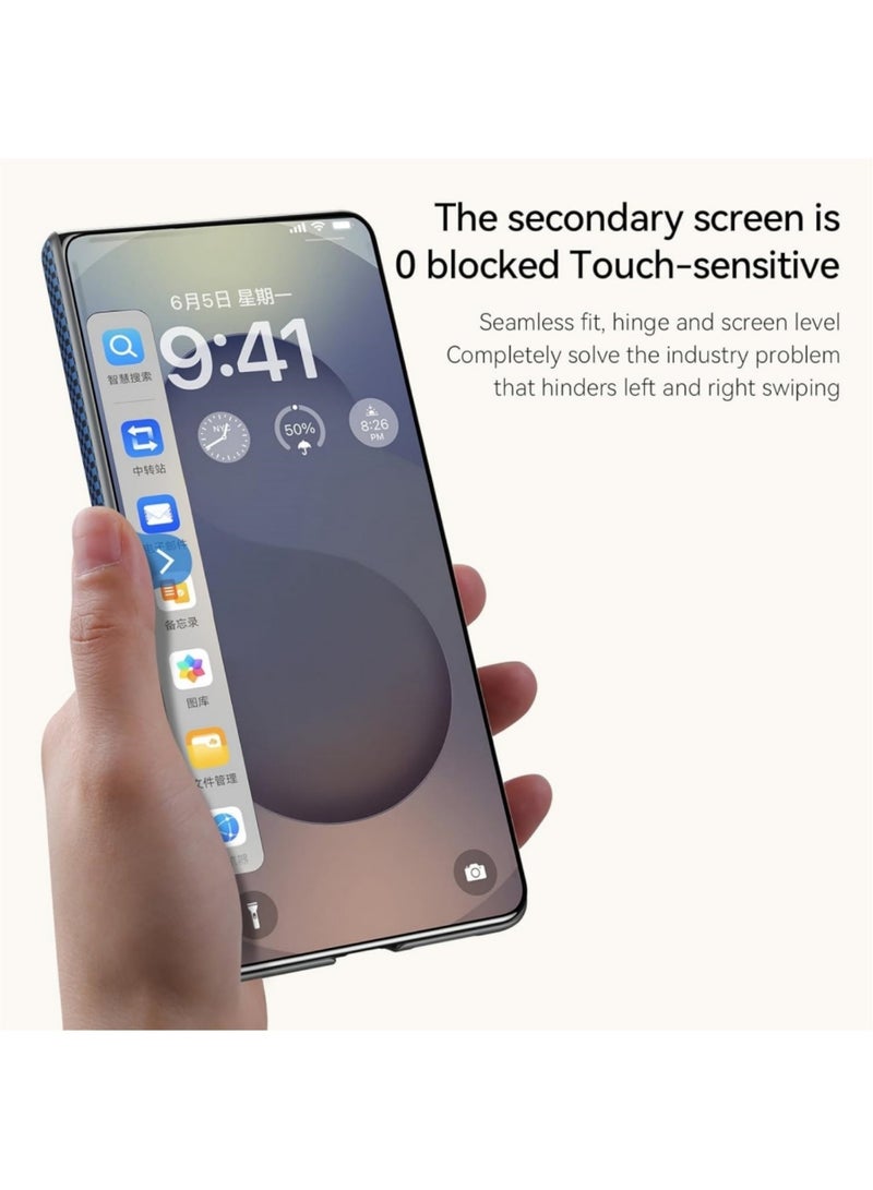 اووكاي جراب مغناطيسي لهاتف Samsung Galaxy Z Fold 7، متوافق مع Mag-Safe، جراب هاتف واقٍ مقاوم للصدمات من ألياف الكربون رفيع وخفيف الوزن لهاتف Samsung Z Fold 7 5G (أزرق شروق القمر) - Image 4