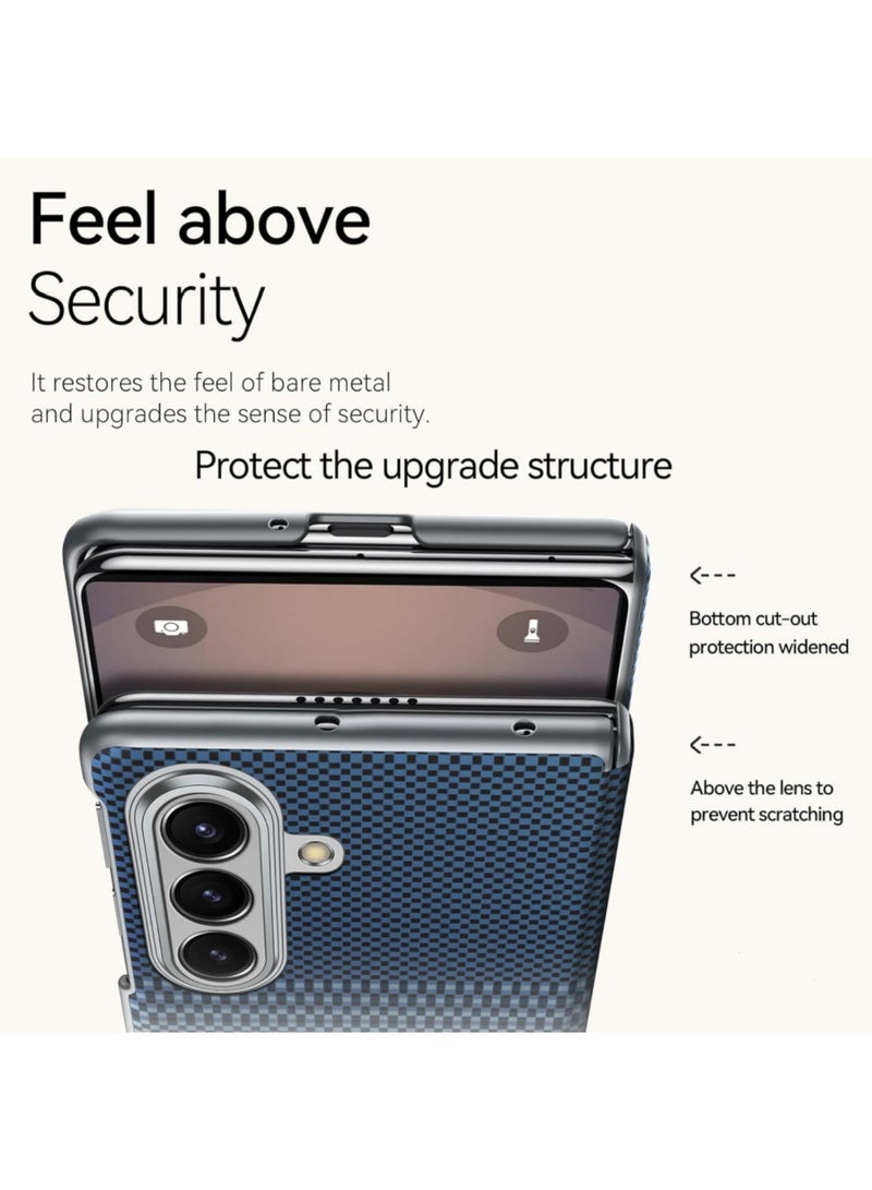 اووكاي جراب مغناطيسي لهاتف Samsung Galaxy Z Fold 7، متوافق مع Mag-Safe، جراب هاتف واقٍ مقاوم للصدمات من ألياف الكربون رفيع وخفيف الوزن لهاتف Samsung Z Fold 7 5G (أزرق شروق القمر) - Image 3