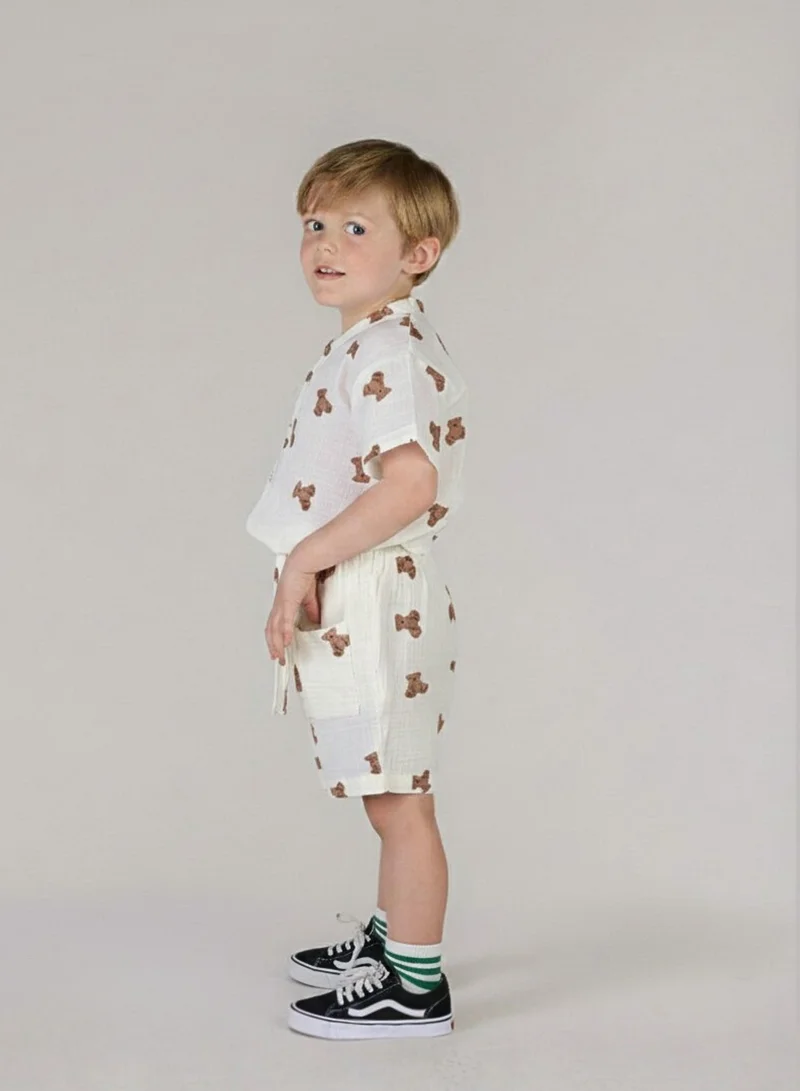 Just Nature White Teddy Bear Shirt for Men | Best Price UAE