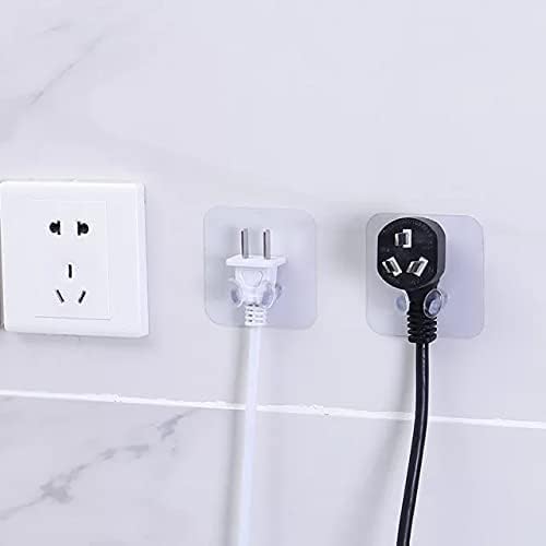 Adhesive Hooks 20 Pack WallMounted Transparent Power Plug Socket Holder NoDrill HeavyDuty Waterproof Stickers for Keys Towels Kitchen  - Image 2