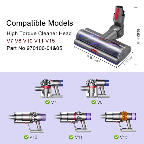 Coodss High Torque Brush Head Replacement for Dyson V11 V15 V10 V8 V7 Vacuum Cleaners, Anti-Tangle Brush, Three Adjustable Suction Modes, Suitable for Hardwood Floor Carpets - Image 3