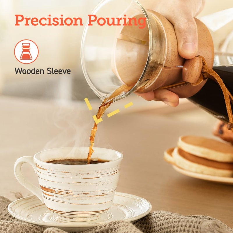 COSORI Pour Over Coffee Maker with Double Layer Stainless Steel Filter, 8-Cup, 34oz, Drip Coffee Maker, Coffee Dripper Brewer, High Heat Resistant Carafe, also for Camping, Hiking - Image 5