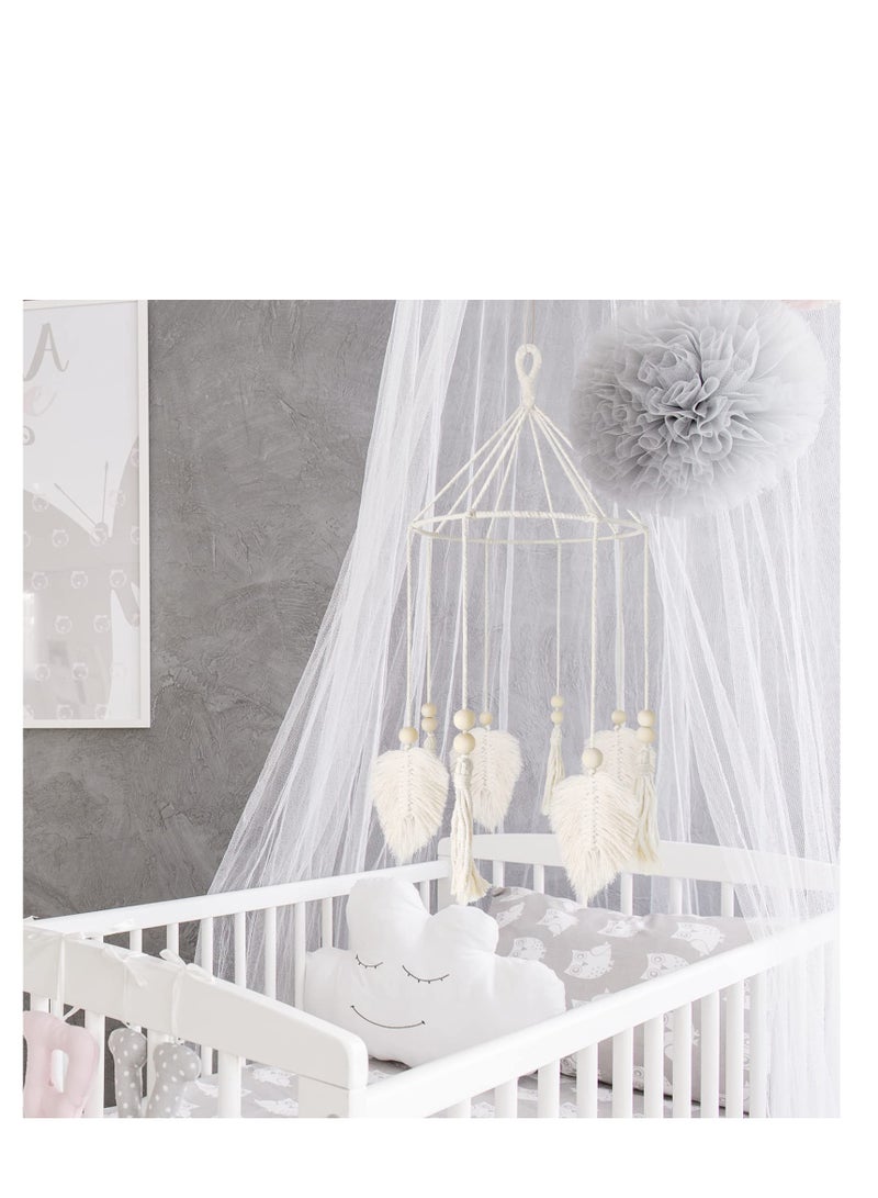 SYOSI Boho Crib Mobile,Neutral Baby Crib Mobile,Baby Mobile for Crib,Boho Nursery Decor,Handmade Baby Mobile,Baby Ceiling Mobile Baby Nursery Decoration - Image 2