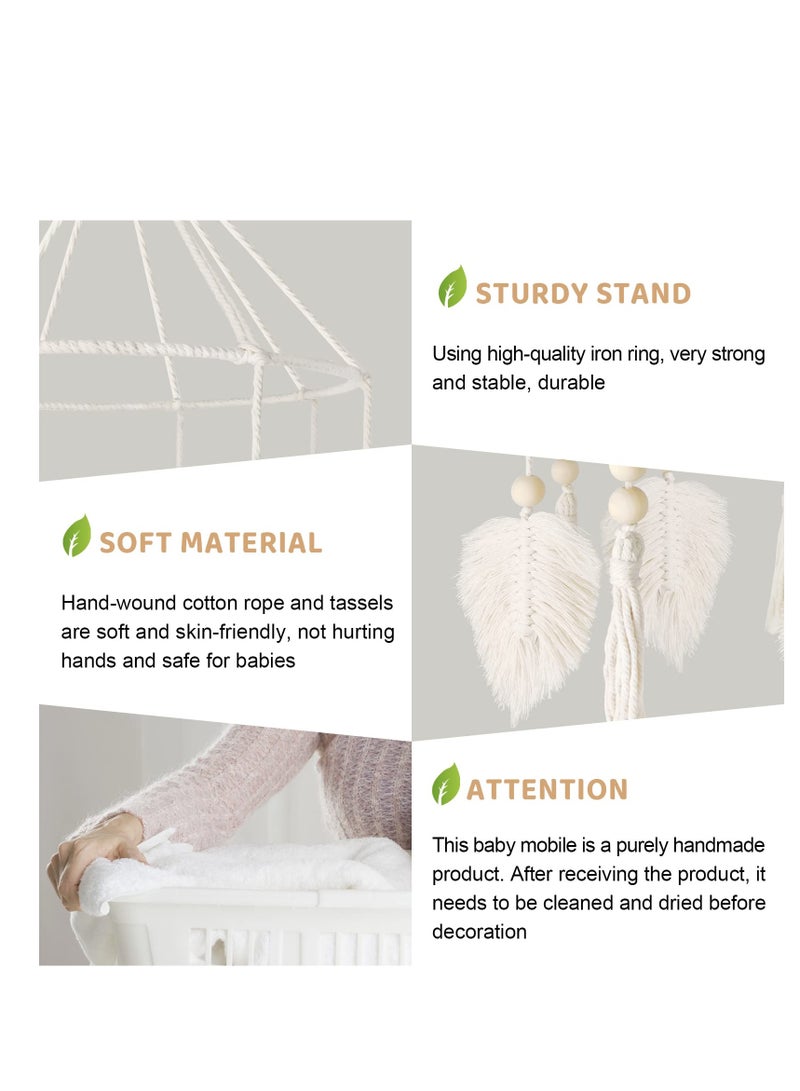 SYOSI Boho Crib Mobile,Neutral Baby Crib Mobile,Baby Mobile for Crib,Boho Nursery Decor,Handmade Baby Mobile,Baby Ceiling Mobile Baby Nursery Decoration - Image 5