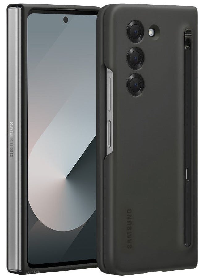 CATANES (for Samsung Galaxy Z Fold 6) Case with Screen Protector Ultra Hybrid Premium Case with Built-in New Compact S Pen, Holder and Storage Slot for Pen Black