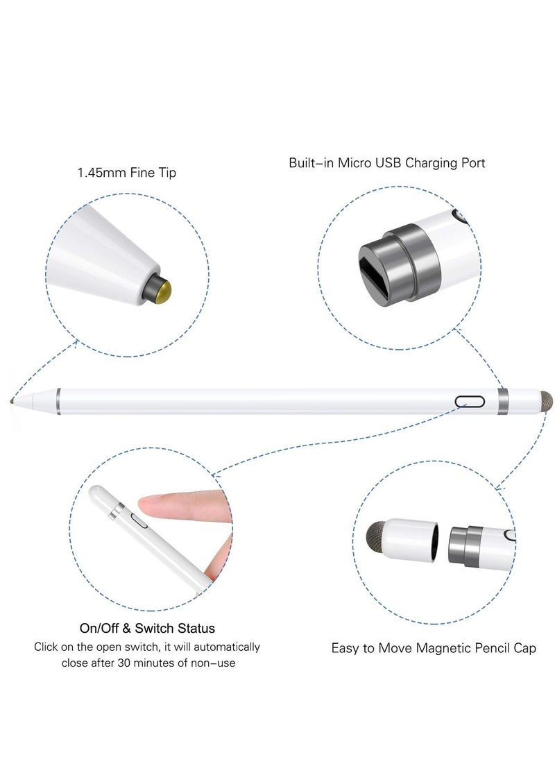 قلم ستايلس بشاشة لمس مغناطيسية لجهاز أبل آي باد أبيض - Image 3