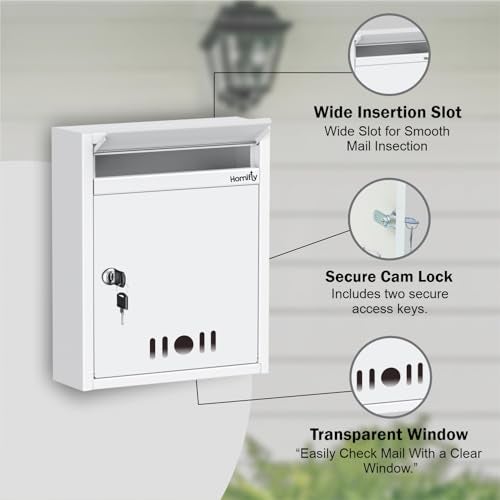 HOMIFLY Wall Mount A4 Size Letter Box/Mail Box/Suggestion Box/Complaint Box for Office/Post Box for Home gate with Clear Window View & Secure Key Lock - (Ivory) - Image 4