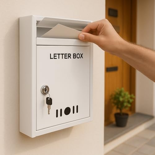 HOMIFLY Wall Mount A4 Size Letter Box/Mail Box/Suggestion Box/Complaint Box for Office/Post Box for Home gate with Clear Window View & Secure Key Lock - (Ivory) - Image 1