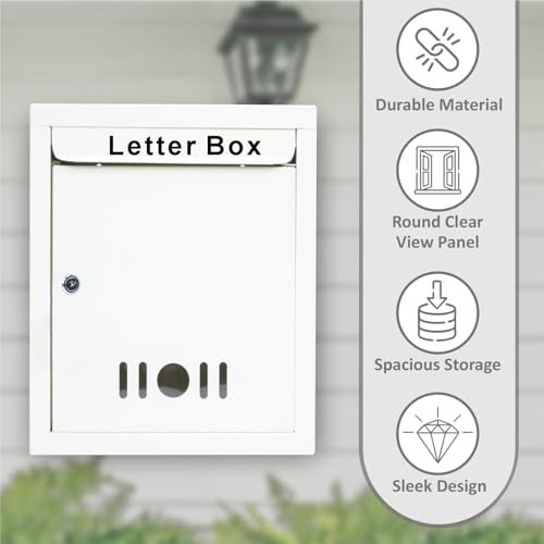 HOMIFLY Wall Mount A4 Size Letter Box/Mail Box/Suggestion Box/Complaint Box for Office/Post Box for Home gate with Clear Window View & Secure Key Lock - (Ivory) - Image 5