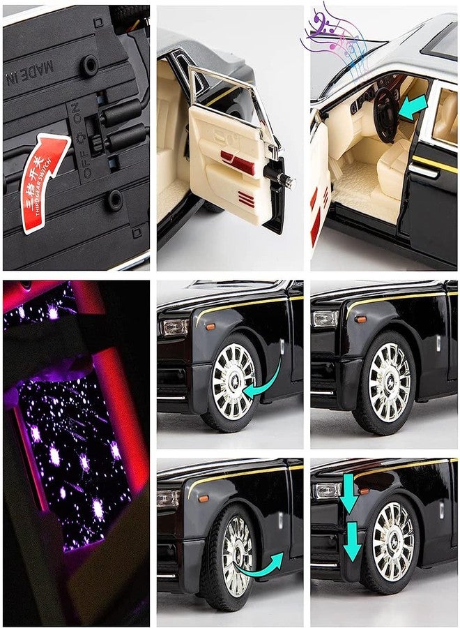 Coelon 1:24 Die cast Metal Toy car RR Phantom Model Car Light Sound Pull Back - Image 3