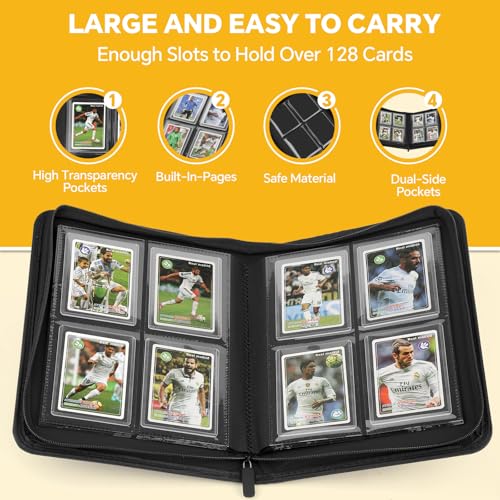 CARDBINDER Toploader Binder,Toploader Hard Cases, 4-Pocket Pages Sleeves Hold up 128 Cards.Toploader Card Binder with Sleeves for “3×4” rigid，Card Holder(purple) - Image 5