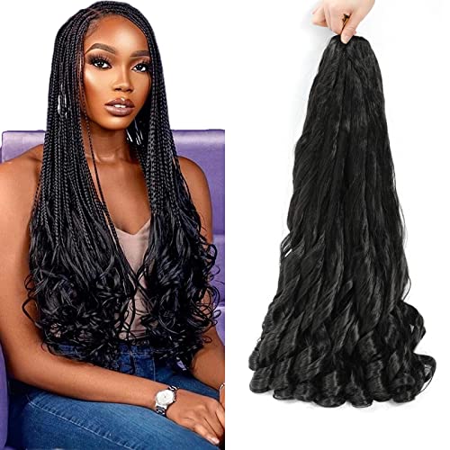 Flagship French Curl Braiding Hair 8packs 26inch 1B Curly Braiding Hair Pre Stretched for Goddess Box Braids Crochet Hair Bounce Curl Loose Wave Braids Curly End Crochet Hair for Black Women - Image 2