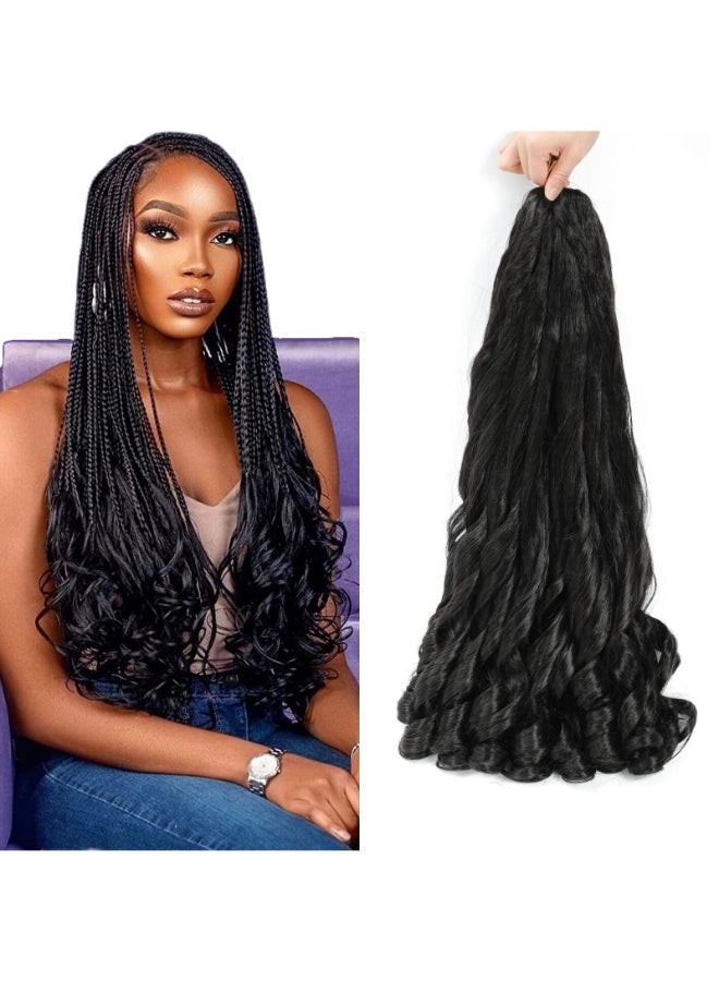 Flagship French Curl Braiding Hair 8packs 26inch 1B Curly Braiding Hair Pre Stretched for Goddess Box Braids Crochet Hair Bounce Curl Loose Wave Braids Curly End Crochet Hair for Black Women - Image 3