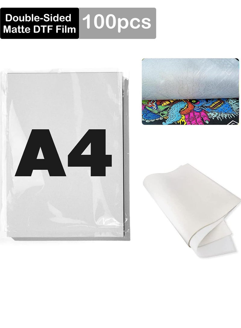 Generic 100 Sheets DTF Transfer Film A4 Double-Sided Matte PET Sublimation Thermal Transfer Paper Direct to Film Transfer Paper for T-Shirts DTF Printer (297mm x 210mm)  - Image 1