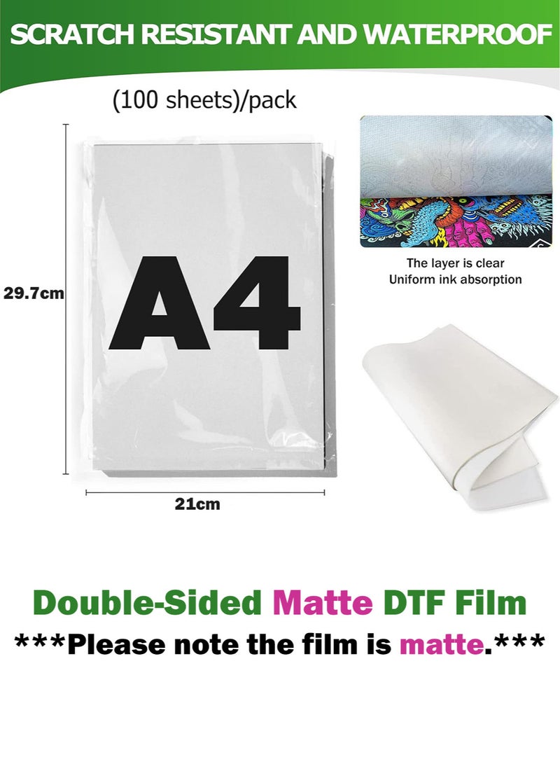 Generic 100 Sheets DTF Transfer Film A4 Double-Sided Matte PET Sublimation Thermal Transfer Paper Direct to Film Transfer Paper for T-Shirts DTF Printer (297mm x 210mm)  - Image 2