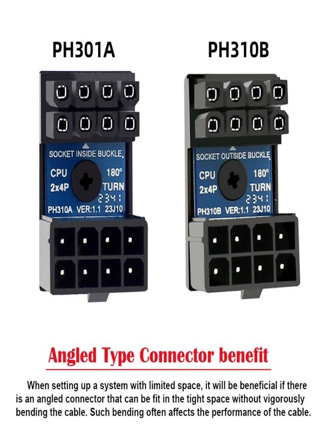 cablecc 2pcs/lot 360 Degree Up Down Angled EPS 8P ATX Male to Female Power Header Adapter for CPU 12V - Image 2