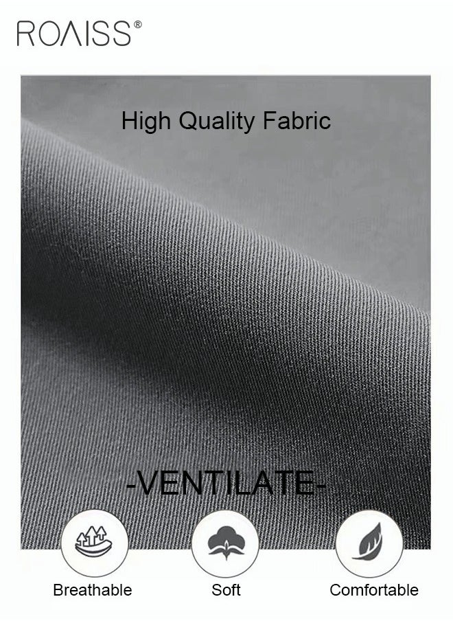 roaiss - Men's Suit Pants Straight-Leg Slacks Cropped Pants with Elastic Waist and Good Hang Down Feeling - Image 1