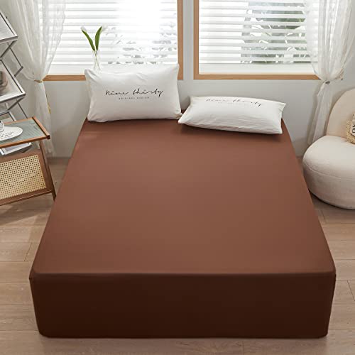 rushrushlulu Bedding TwinXL Size Fitted Sheet Only - Deep Pocket - Fits 15inches Bed Matress Sheet- Bottom Sheet - Soft and Microfiber-Easy Care - Brown - Image 2