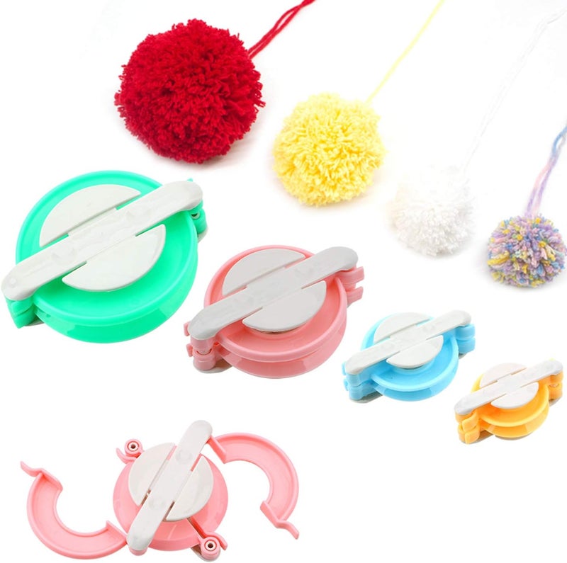 WAYION Pom Pom Maker Art DIY 4 Size Fluff Ball Bobble Weaver Needle Craft Knitting Wool Tool Kit with a Thread Cutter Scissors - Image 3