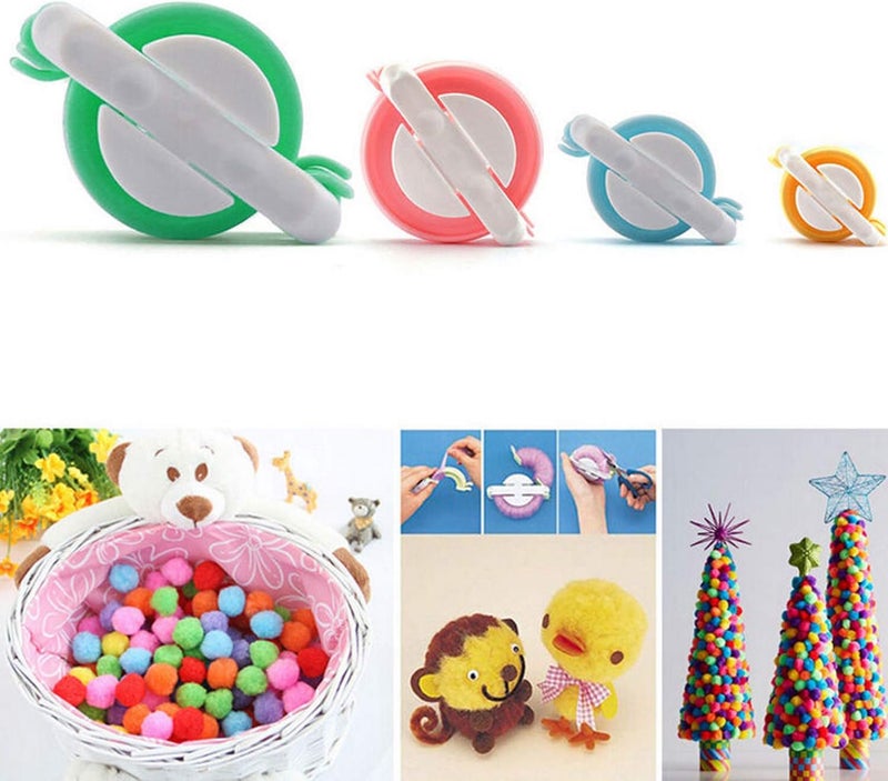 WAYION Pom Pom Maker Art DIY 4 Size Fluff Ball Bobble Weaver Needle Craft Knitting Wool Tool Kit with a Thread Cutter Scissors - Image 4