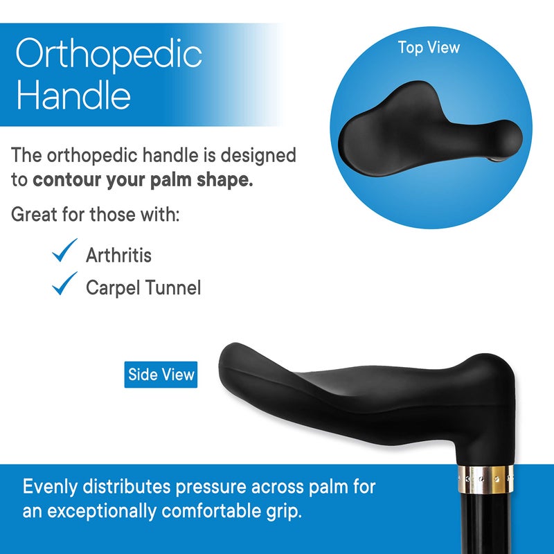 RMS Right Hand Walking Cane with Palm Grip Orthopedic Handle - Fit Individual's Palm Naturally - Ideal for Arthritis or Carpal Tunnel Syndrome - Image 2