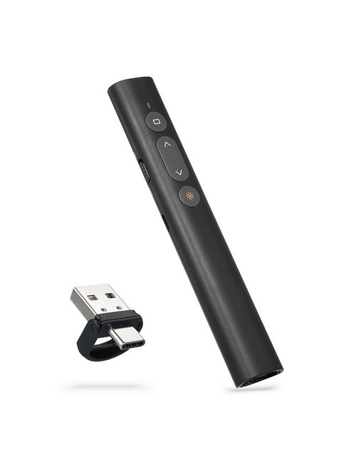 Laser Presentation Pointer for PowerPoint PPT Clicker with USB/Type C Dual Head Receiver Wireless Rechargeable Presenter Clicker