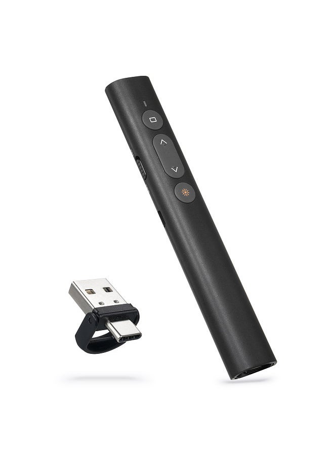 Bisofice Laser Presentation Pointer for PowerPoint PPT Clicker with USB/Type C Dual Head Receiver Wireless Rechargeable Presenter Clicker  - Image 1