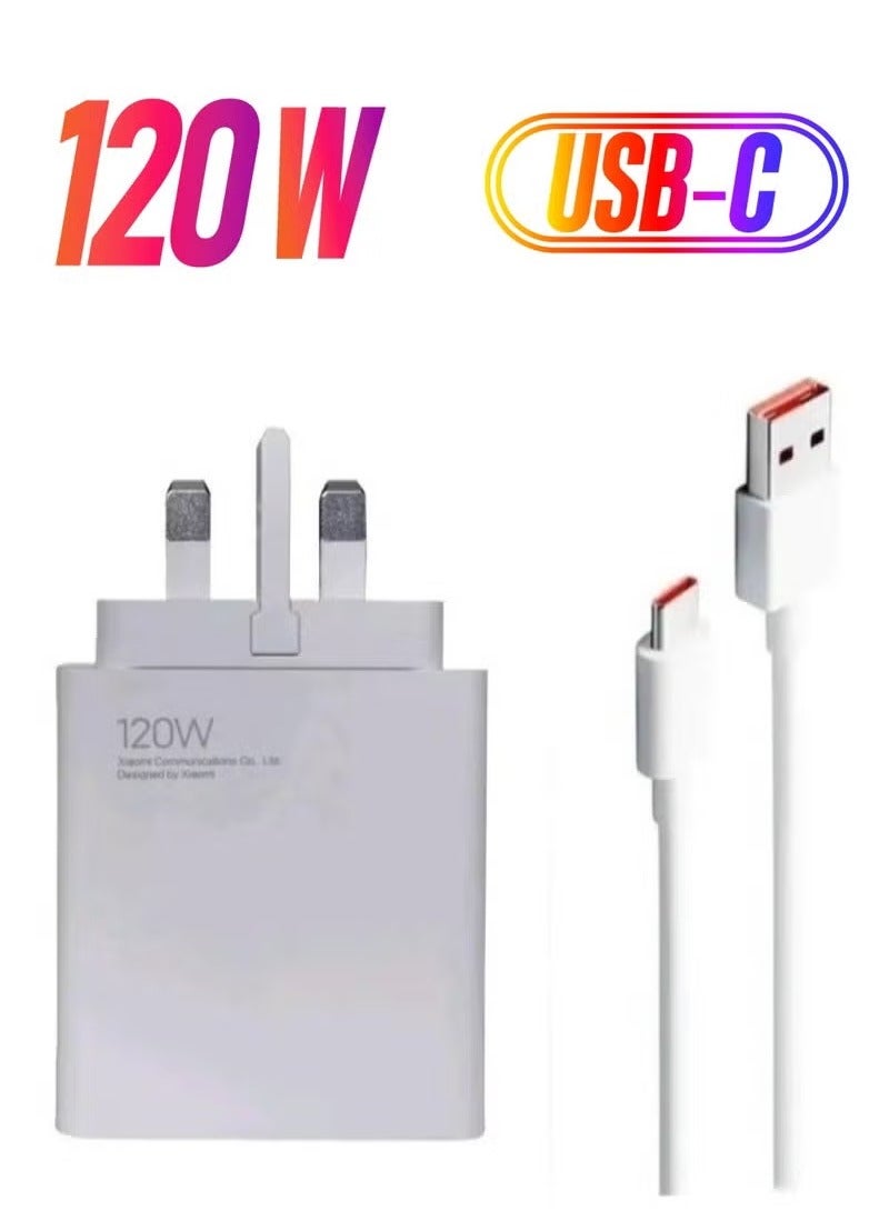 JAJEEK Original Xiaomi 120W Ultra Fast Charger with USB-C 6A Cable – Official Xiaomi Power Adapter with UK Plug – High-Speed Fast Charging for Xiaomi Mi, Redmi, Poco Phones & Tablets – Safe, Reliable & Compact Wall Charger for Daily Use - Image 1