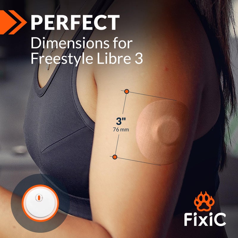Fixic Libre 3 Sensor Covers - 25 Pack - Perfect Freestyle Adhesive Patches for Libre 3 & Plus Sensors - No Glue in The Center - Pre-Cut Back Paper - The Best Fixation for Your Sensor! (Upgraded, Tan) - Image 5