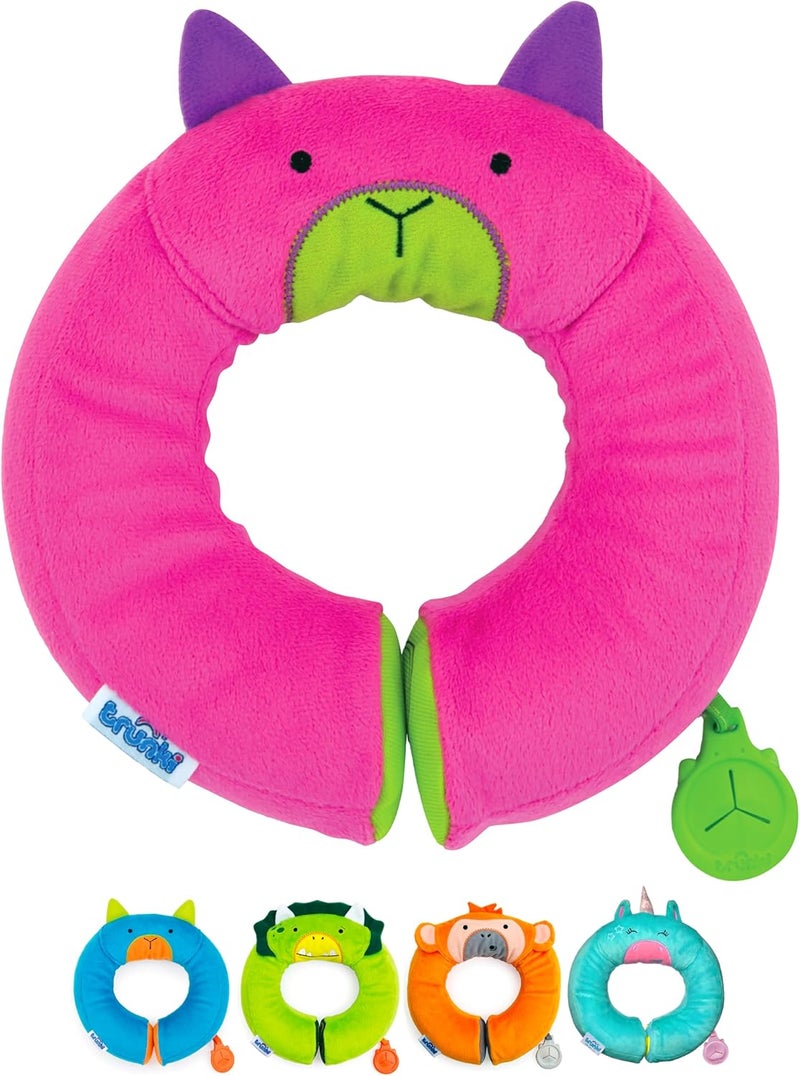 trunki Kid's Travel Neck Pillow & Chin Rest | Support Sleepy Heads in the Car Seat, Plane, Bike or Pram | Yondi SMALL Betsy (Pink) - Image 1