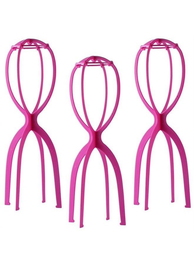 Dreamlover Wig Holder, Multiple Tall Wig Stands for Long Wigs, Hot Pink, 3 Pack  - Image 1